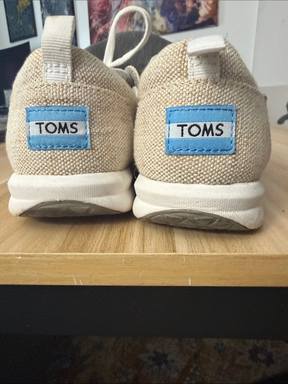 Toms Beige Canvas Lace-Up Sneakers